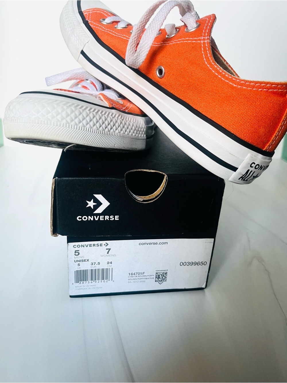 Converse Orange Low Top Canvas Sneakers with White Trim